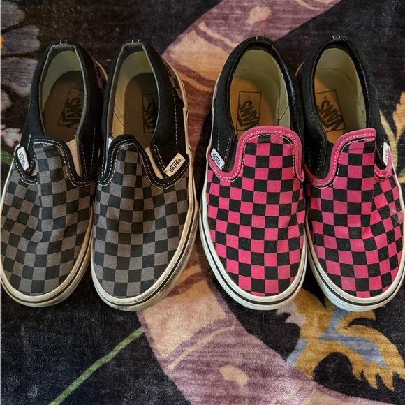 Vans Other - Vans Kids Black and Pink Checkerboard Slip-On Sneakers